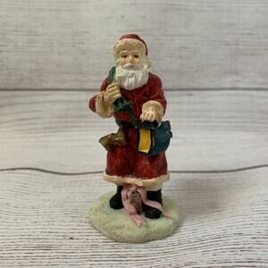 Santa Claus Figurine Statue Father Christmas Bag of Toys Lantern Small 4"H